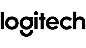 Logo de l'entreprise Logitech en noir et blanc pour page d'accueil