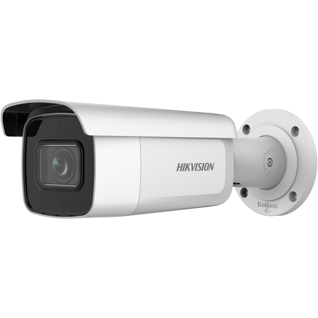Profil d'une caméra de sécurité Hikvision avec vision infrarouge longue portée.