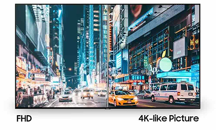 Image comparative d'un affichage dynamique full hd et 4K